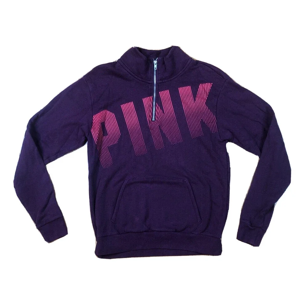 Victorias Secret PINK Jacket Womens XS Red 1/4‎ Zip Top Logo Extra Small Zipper